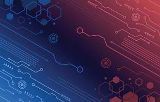 Diagonal Circuit Technology with Blue Black and Red Gradient Background vector