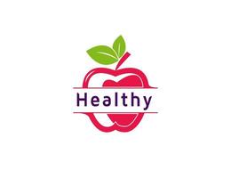 Fresh fruit healthy apple logo illustration vector