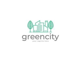 City building and fresh tree logo design vector