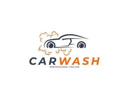 Simple car wash logo design with bubble foam illustration vector