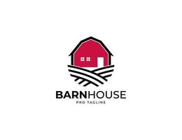 Red farm barn house logo concept vector