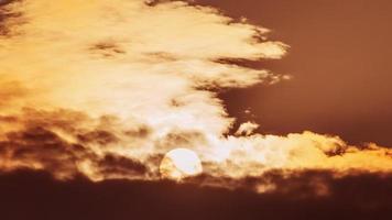 Timelapse of dramatic sunset with orange sky in a sunny day. video