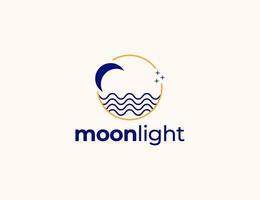 Modern simple moon and wave logo with circle vector