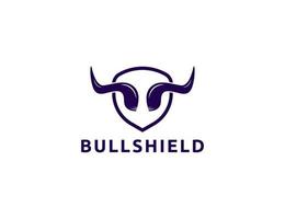 Bull horn logo with shield design vector