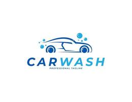 diseño de logotipo de lavado de autos deportivos con ilustración de espuma de burbujas vector