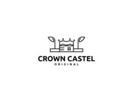 logotipo de corona simple con concepto de castel o edificio vector