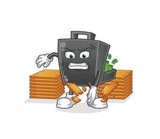 money briefcase  cartoon mascot vector illustration. cartoon vector