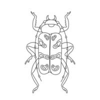 Exotic insect bug beetle. Tropical flying insect line art vector hand drawn isolated illustration. Stylized mystical design element for tattoo, print, cover, book, coloring page