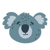 cara de animal divertido koala, cabeza. hocico aislado. ilustración vectorial para imprimir en ropa para niños, tarjetas de felicitación, guardería, pegatinas, papelería, decoración de habitaciones vector