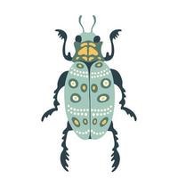 Exotic bug, beetle icon. Insect bug in flat cartoon style isolated on white background. Vector Illustration for print, nursery, apparel, cards.