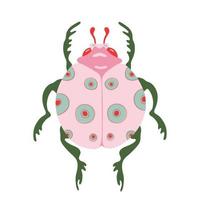 Exotic bug, beetle icon. Insect bug in flat cartoon style isolated on white background. Vector Illustration for print, nursery, apparel, cards.