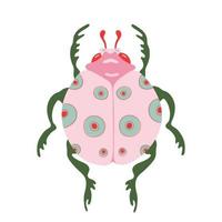 Exotic bug, beetle icon. Insect bug in flat cartoon style isolated on white background. Vector Illustration for print, nursery, apparel, cards.