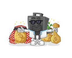 money briefcase  cartoon mascot vector illustration. cartoon vector