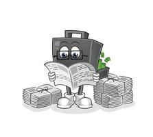 money briefcase  cartoon mascot vector illustration. cartoon vector