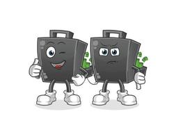 money briefcase  cartoon mascot vector illustration. cartoon vector