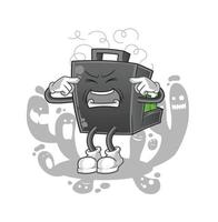 money briefcase  cartoon mascot vector illustration. cartoon vector