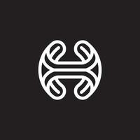 Abstract Letter H with Mono line or line art style logo vector