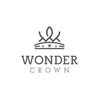 Initial W Mono Line with Crown and Stars logo design vector