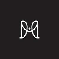 Letter M and Human with Mono Line style logo design vector