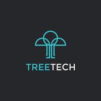 plantilla de diseño de logotipo de tecnología de árbol abstracto vector