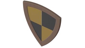 wood yellow and black stripes shield medieval 3d illustration render