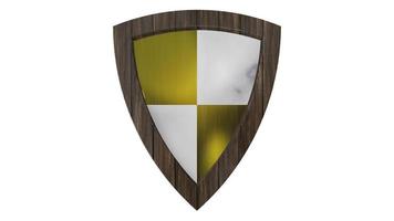 escudo madera amarillo blanco medieval 3d ilustración render foto