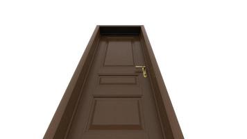 puerta clásica de madera ilustración creativa de puerta abierta, cerrada, puerta de entrada realista aislada en el fondo 3d foto
