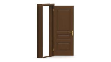 Set of different wood door isolated 3d illustration render on white background photo