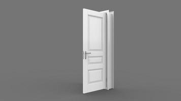 Creative illustration of open, closed door, entrance realistic doorway isolated on background 3d photo