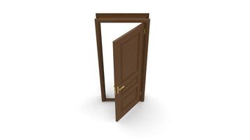 Creative illustration of open, closed door, entrance realistic doorway isolated on background 3d photo