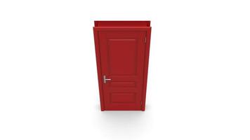 puerta roja ilustración creativa de puerta abierta, cerrada, puerta de entrada realista aislada en el fondo 3d foto