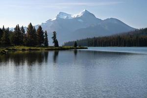 Maligne Lake close to Jasper with early morning mood, Alberta, Canada photo