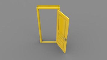 Set of different yellow door isolated 3d illustration render on empty background photo