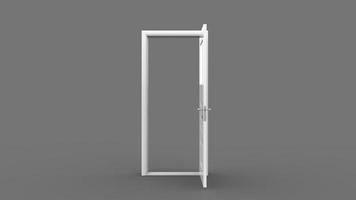 Creative illustration of open, closed door, entrance realistic doorway isolated on background 3d photo