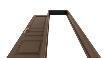 Set of different wood door isolated 3d illustration render on white background photo