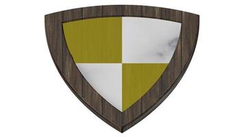 escudo madera amarillo blanco medieval 3d ilustración render foto