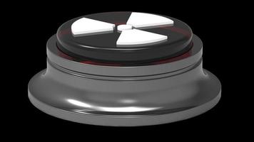 botón nuclear rojo y blanco aislado ilustración 3d render foto