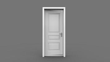 white door Creative illustration of open, closed door, entrance realistic doorway isolated on background 3d photo