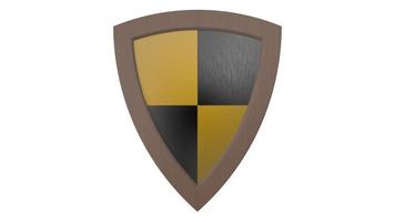 yellow stripes and black wood shield medieval 3d illustration render photo