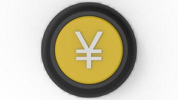 yellow button yuan yen isolated 3d illustration render photo