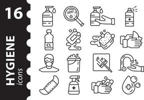 Set of Hygiene icons in a modern flat style. Simple vector illustration.