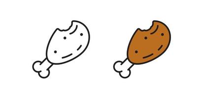 Fast food fried chicken icon. Linear symbol. Simple vector illustration in flat style.
