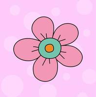 1970 good vibes. Pink poster with daisy flower. Vector illustration.