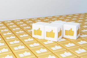 Like icon designed 3d box with white background. 3d rendering photo