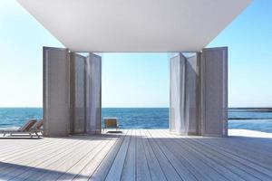 Beach living on Sea view. 3d rendering photo