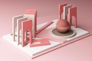 3d rendering geometric composition in pastel color. photo