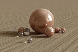 Geometric shapes with environment reflected on sphere. 3d rendering photo