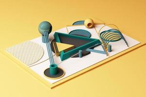 diseño con composición de formas geométricas estilo memphis en tono pastel. ilustración de renderizado 3d foto