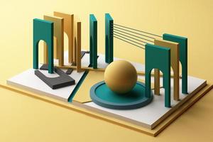 3d rendering geometric composition in pastel color. photo