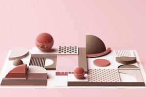 Design with composition of geometric memphis style shapes in pastel tone. 3d rendering illustration photo